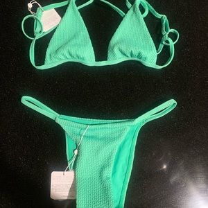 Monday Swim Green Crinkle Swimsuit